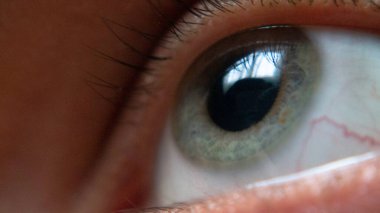 Yeşil insan gözüne yakın çekim.