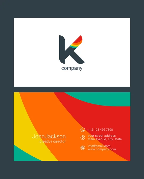 K logotipo carta, modelo de cartão de visita — Vetor de Stock
