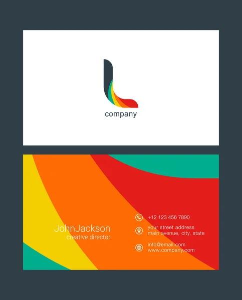 L logotipo de la letra, plantilla de tarjeta de visita — Vector de stock
