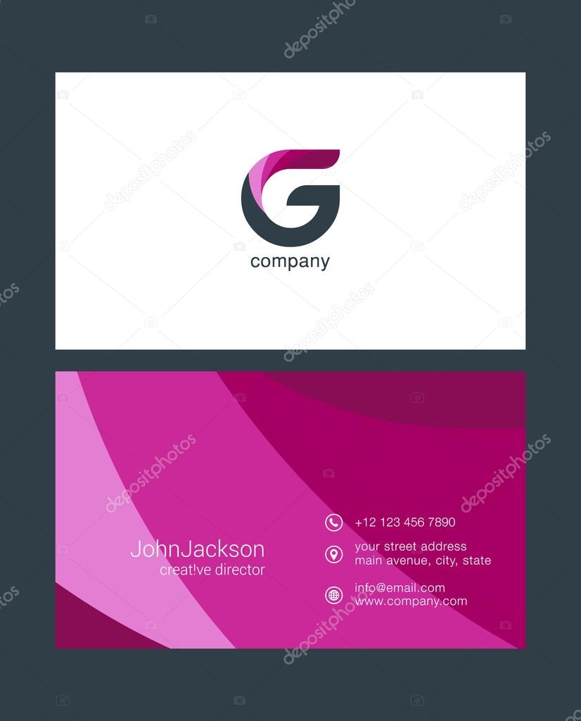 Colorful business card template, with logo letter and contact details