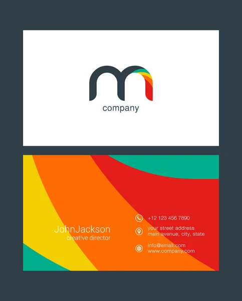 M logotipo carta, modelo de cartão de visita — Vetor de Stock