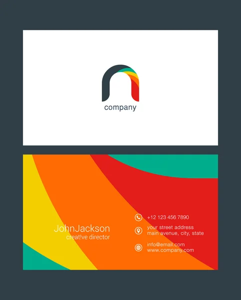 N letter logo, business card template — Stock Vector