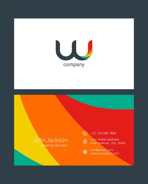 W logotipo carta, modelo de cartão de visita — Vetor de Stock