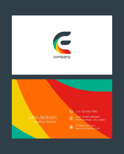 E letter logo, business card template — Stock Vector