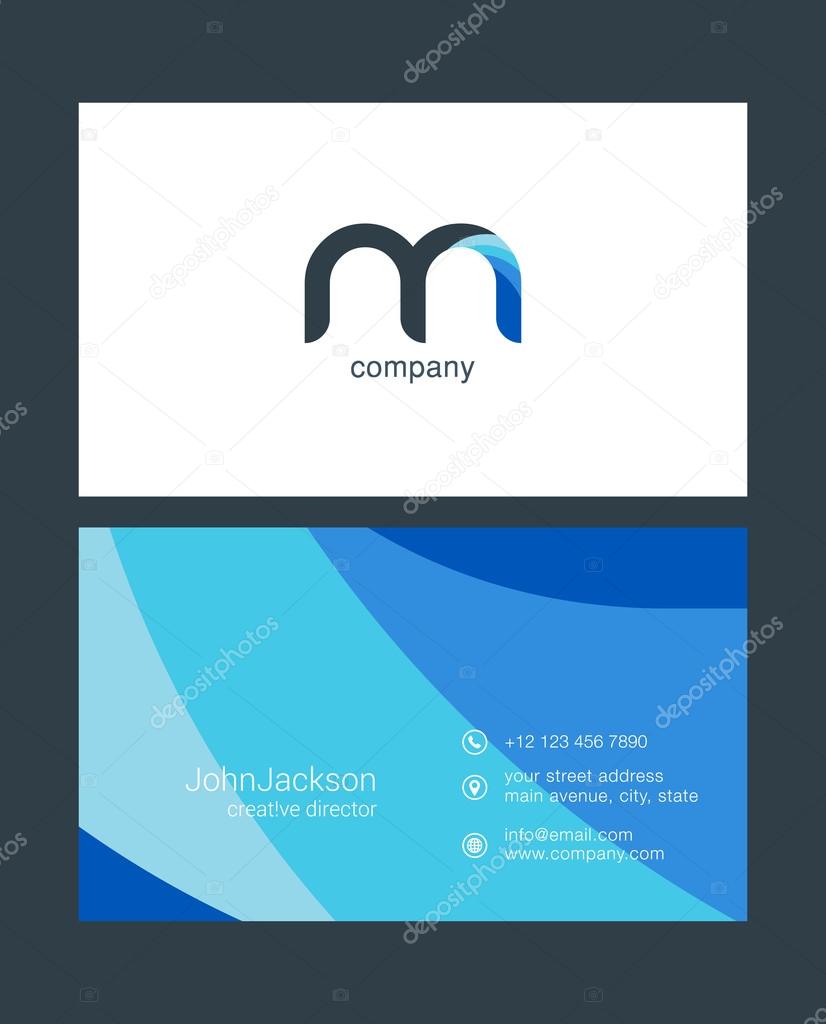 Colorful business card template, with logo letter and contact details