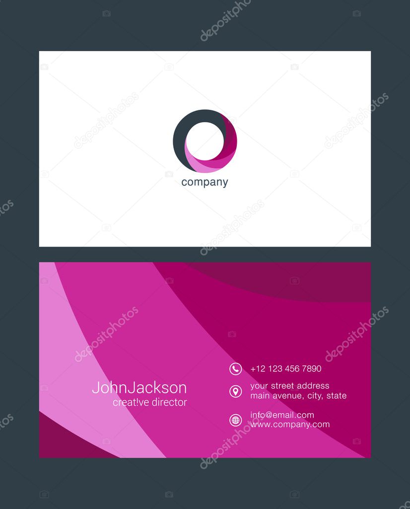 Colorful business card template, with logo letter and contact details