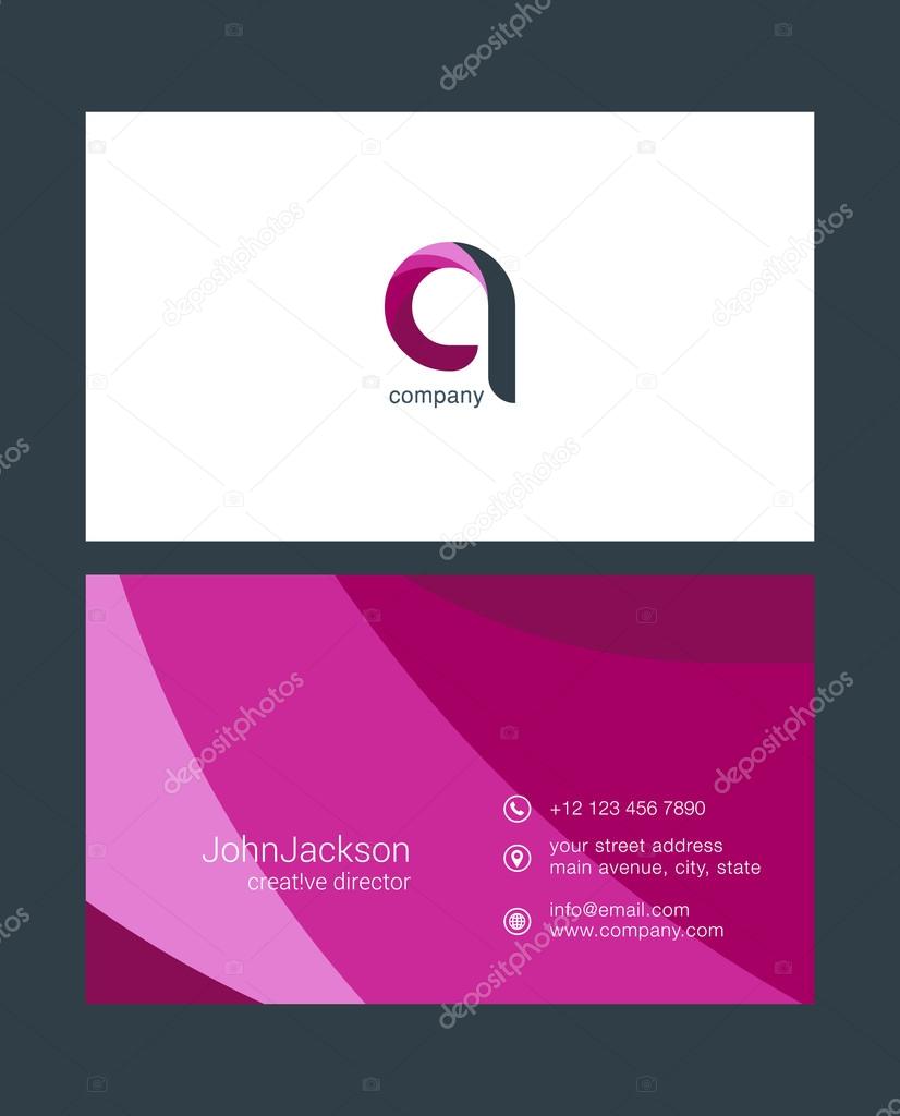 Colorful business card template, with logo letter and contact details
