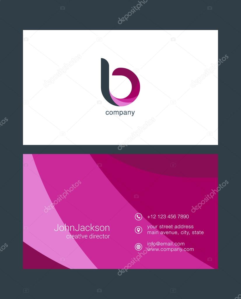 Colorful business card template, with logo letter and contact details