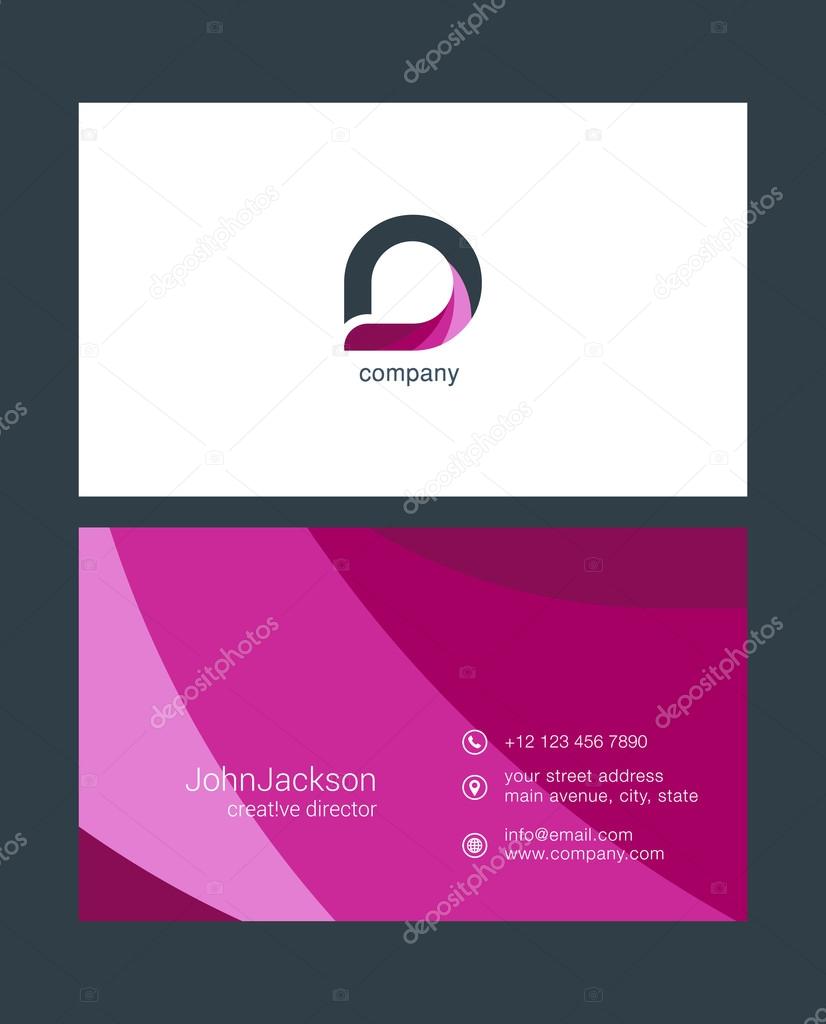 Colorful business card template, with logo letter and contact details