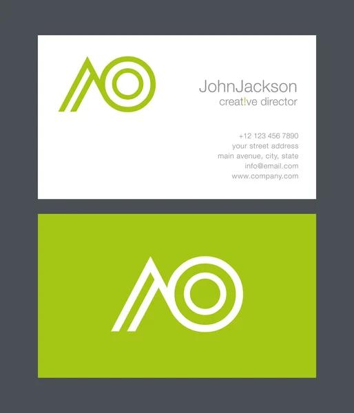 Logotipo conjunto cartas AO — Vetor de Stock