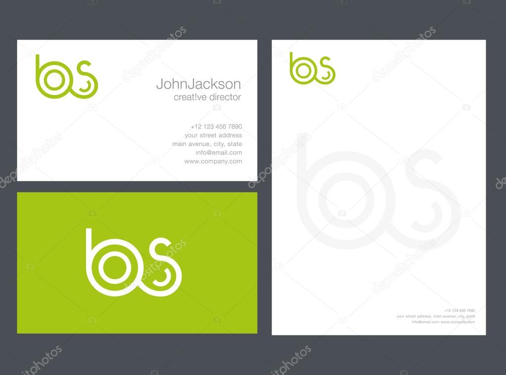 Joint BS Letters Logo, with Business Card Template Vector