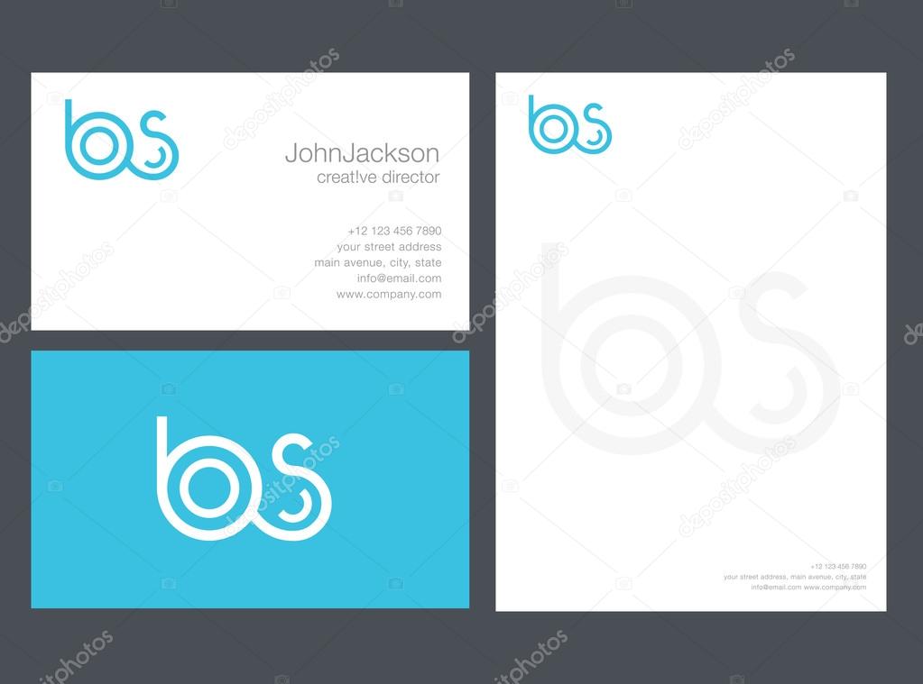 Joint BS Letters Logo, with Business Card Template Vector