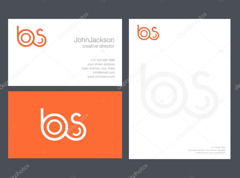 Joint BS Letters Logo, with Business Card Template Vector