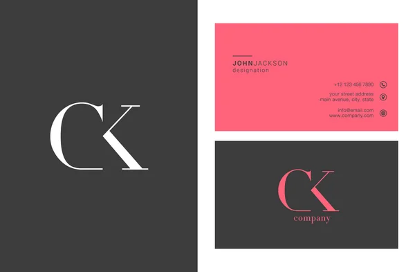 CK γράμματα λογότυπο επαγγελματικές κάρτες — Διανυσματικό Αρχείο