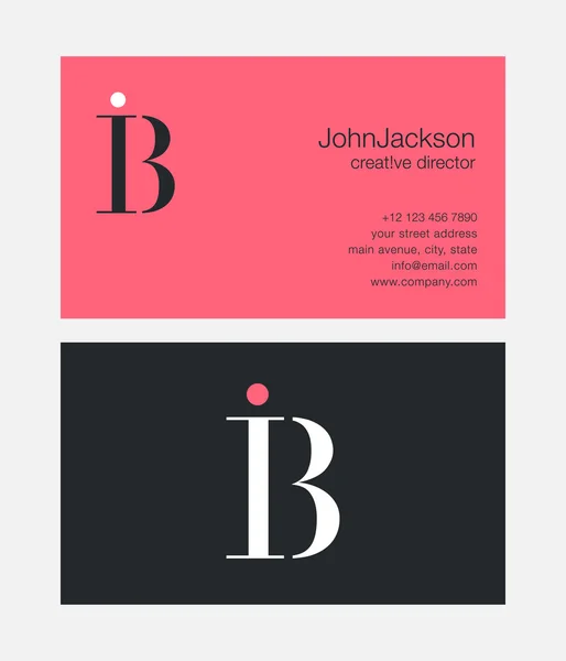 BI Letters Logo Cartões de visita — Vetor de Stock
