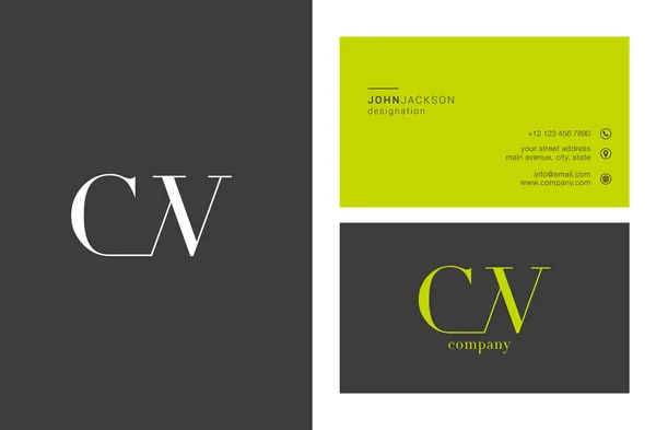 CW γράμματα λογότυπο επαγγελματικές κάρτες — Διανυσματικό Αρχείο