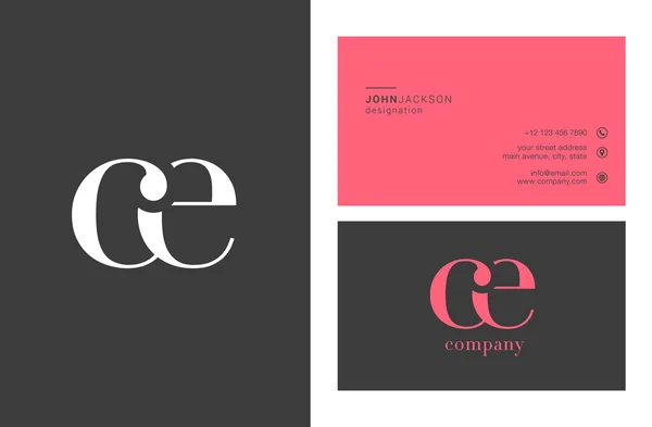 Γράμματα CE λογότυπο επαγγελματικές κάρτες — Διανυσματικό Αρχείο