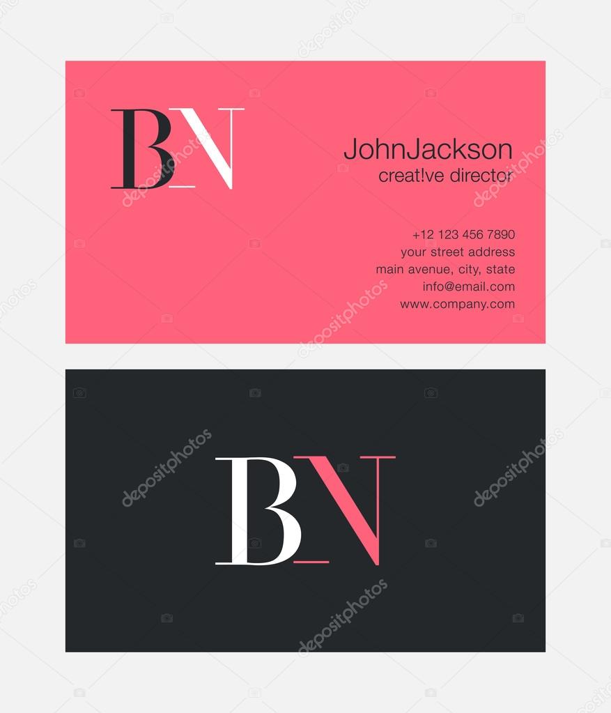 BN Joint Letters Logo with Business Cards Template Vector