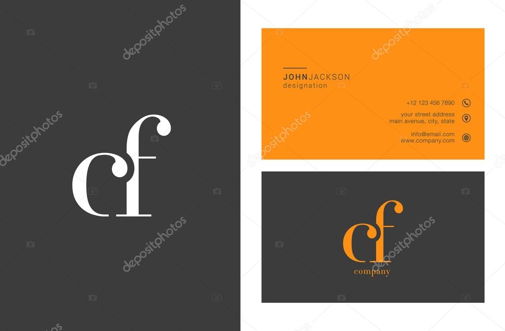 CF Joint Letters Logo with Business Cards Template Vector