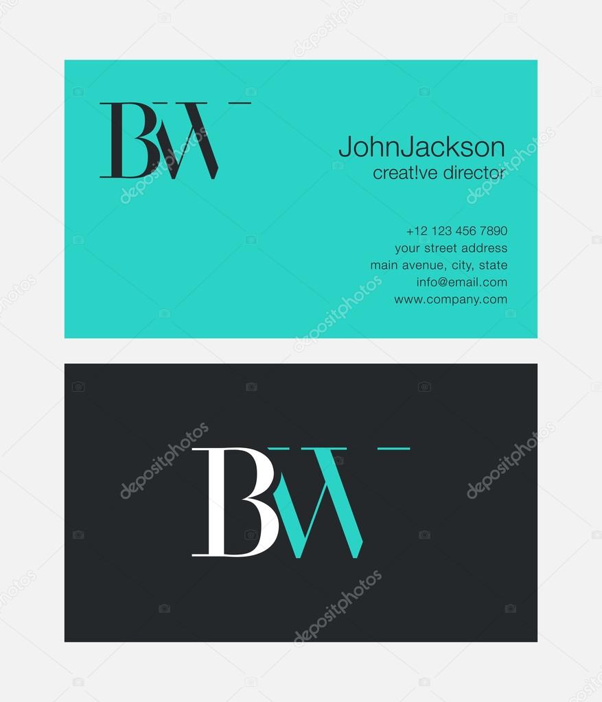 BW Joint Letters Logo with Business Cards Template Vector