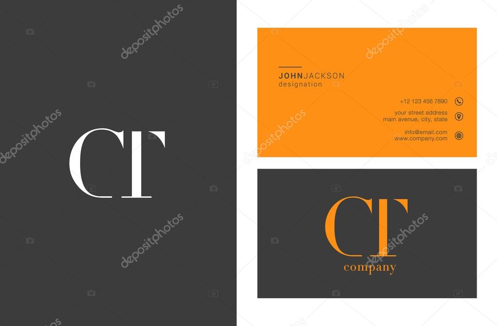 CT Joint Letters Logo with Business Cards Template Vector