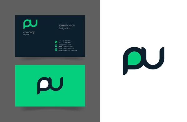 Pu betűkkel embléma névjegykártyák — Stock Vector