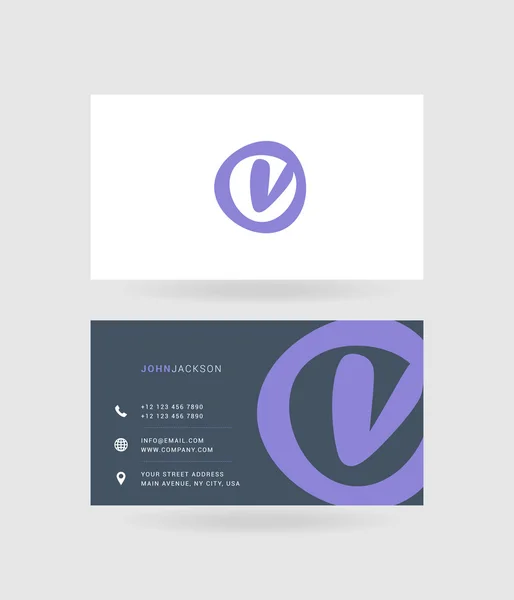 Tarjetas de visita letra V logo — Vector de stock