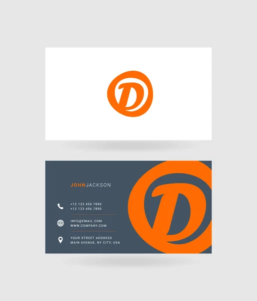Cartões de visita carta D logotipo —  Vetores de Stock