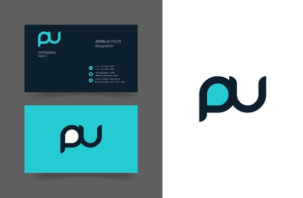 PU γράμματα λογότυπο επαγγελματικές κάρτες — Διανυσματικό Αρχείο