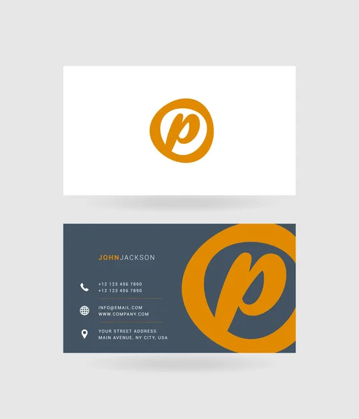 Cartões de visita letra P logotipo —  Vetores de Stock
