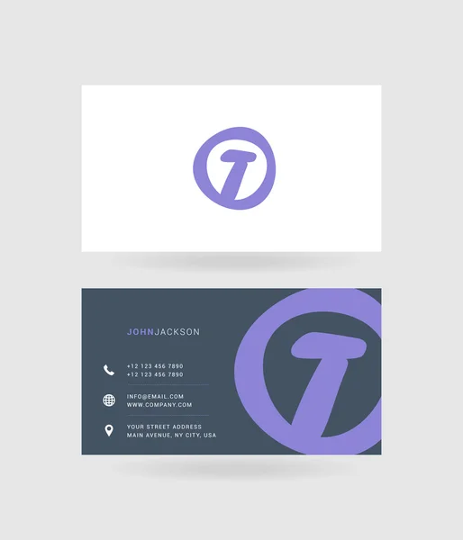 Tarjetas de visita letra T logo — Vector de stock