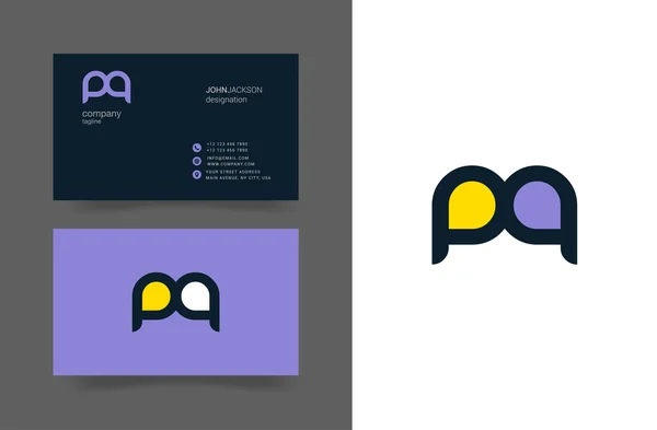 PQ Letters Logo Tarjetas de visita — Vector de stock