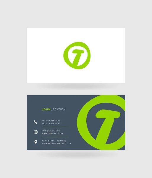 Tarjetas de visita letra T logo — Vector de stock