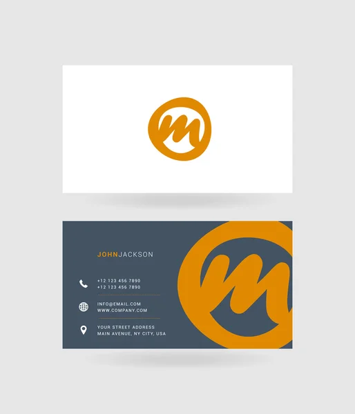 Tarjetas de visita letra M logo — Vector de stock