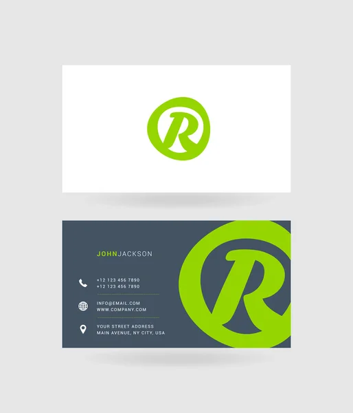 Cartões de visita carta R logotipo —  Vetores de Stock