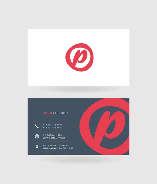 Visitekaartjes letter P logo — Stockvector