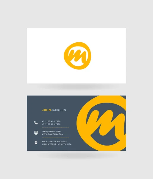 Wizytówki list M logo — Wektor stockowy