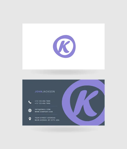 Tarjetas de visita letra K logo — Vector de stock