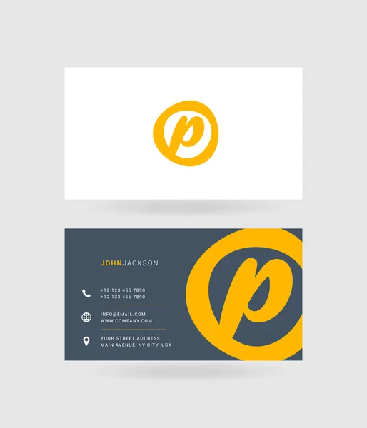 Cartões de visita letra P logotipo — Vetor de Stock