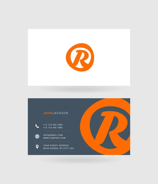 Cartões de visita carta R logotipo —  Vetores de Stock