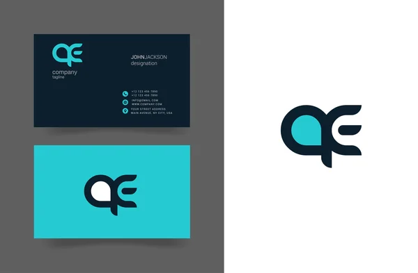 Qe betűkkel embléma névjegykártyák — Stock Vector