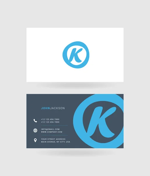 Tarjetas de visita letra K logo — Vector de stock