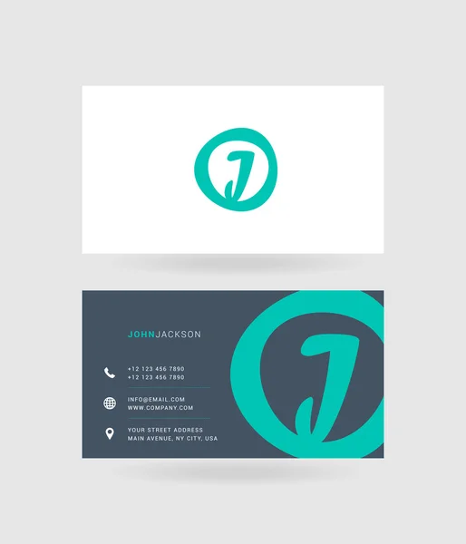 Tarjetas de visita letra J logo — Vector de stock