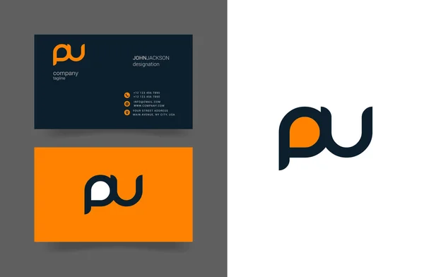 PU brieven Logo visitekaartjes — Stockvector