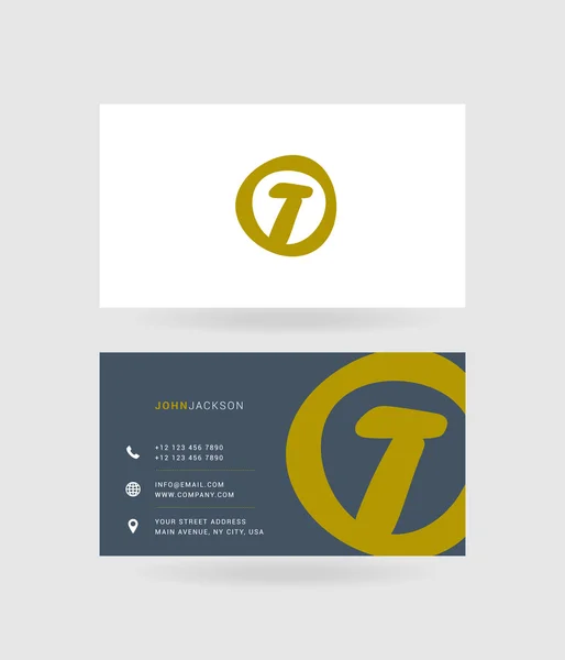 Cartão de visita letra T logotipo — Vetor de Stock