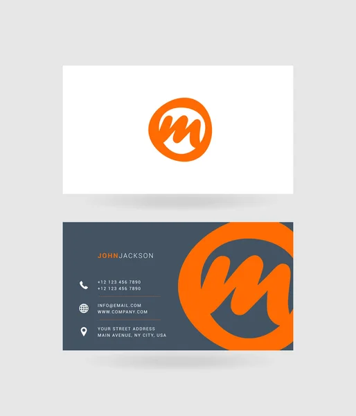Wizytówki list M logo — Wektor stockowy