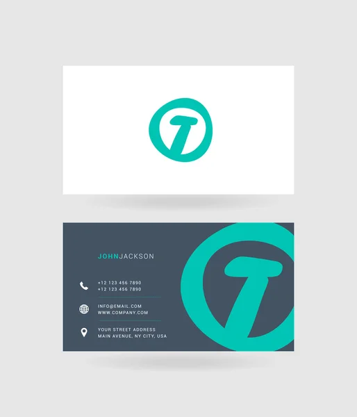 Tarjetas de visita letra T logo — Archivo Imágenes Vectoriales