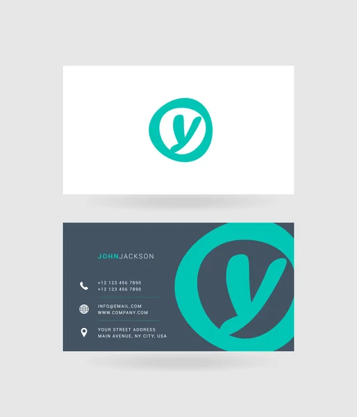 Cartão de visita carta Y logotipo — Vetor de Stock