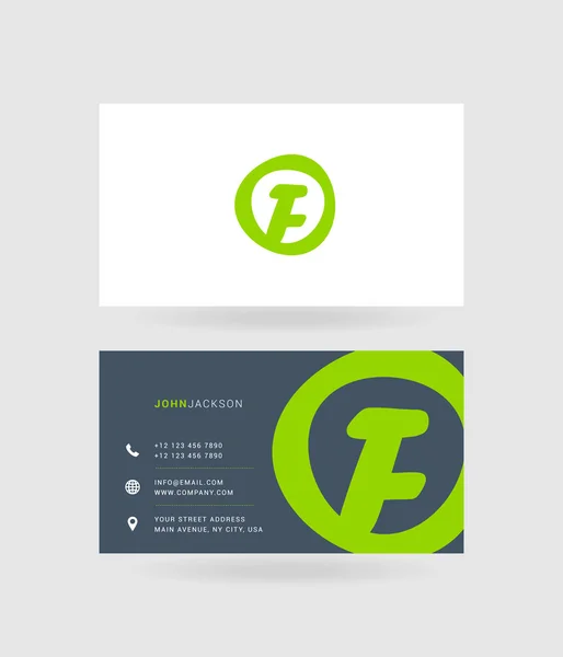 Cartões de visita letra F logotipo —  Vetores de Stock