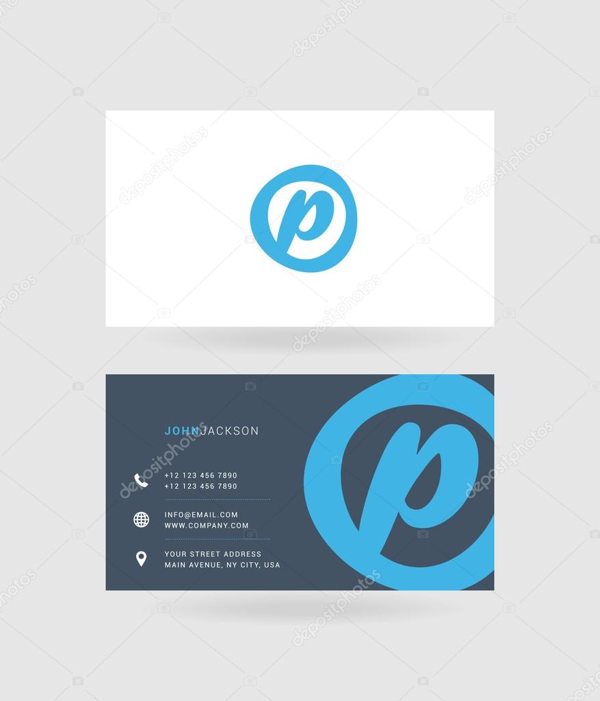 Business cards letter P logo. Vector Template